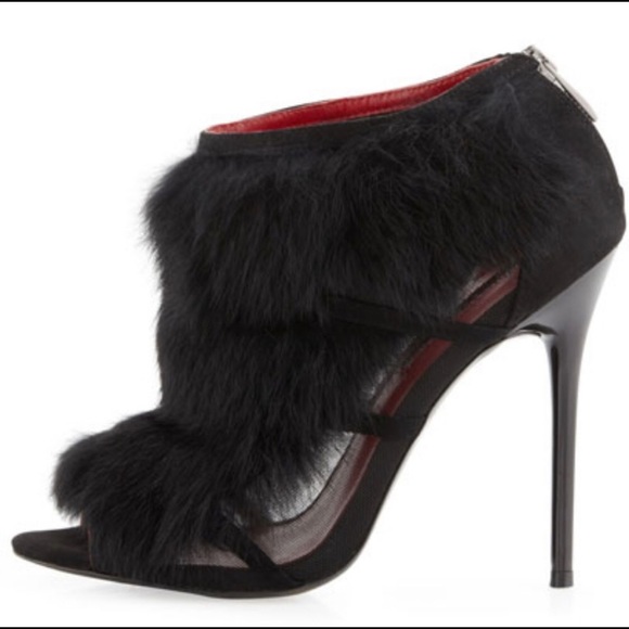 🚚 MOVING SALE Charles Jourdan PARIS real fur ankle heel booties - Picture 5 of 12